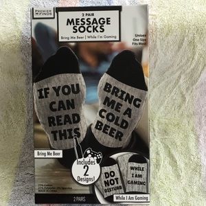 NWT 2 Pair Gray/Black Unisex Message Socks